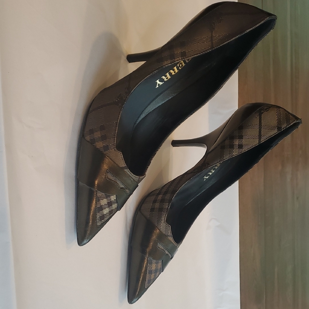 Burberry Women's Bronze Plaid Pumps